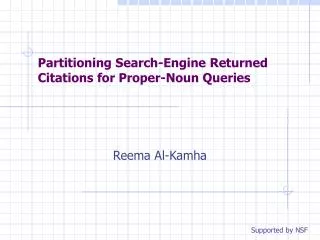 Partitioning Search-Engine Returned Citations for Proper-Noun Queries