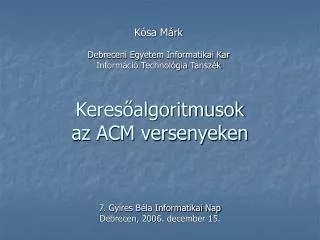 keres algoritmusok az acm versenyeken