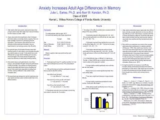 Anxiety Increases Adult Age Differences in Memory