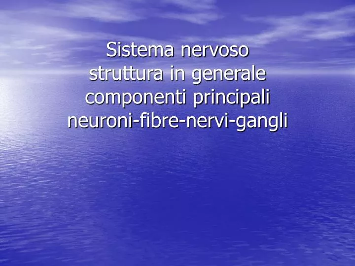 sistema nervoso struttura in generale componenti principali neuroni fibre nervi gangli