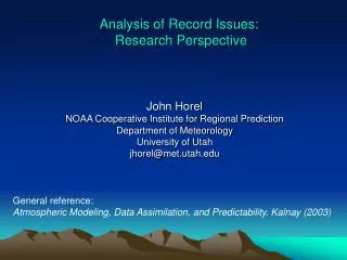 Analysis of Record Issues: Research Perspective