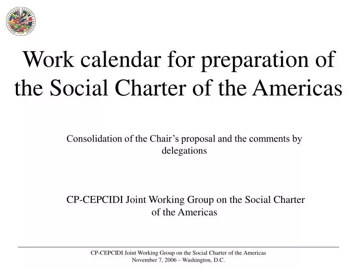 work calendar for preparation of the social charter of the americas