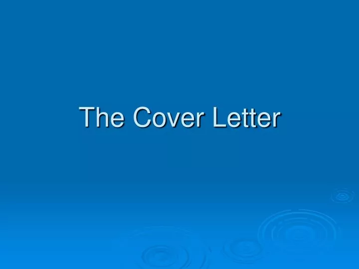 the cover letter