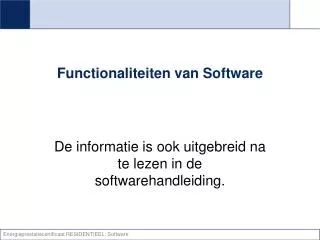 functionaliteiten van software