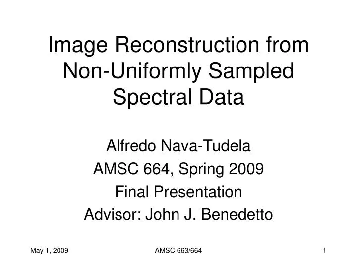 image reconstruction from non uniformly sampled spectral data
