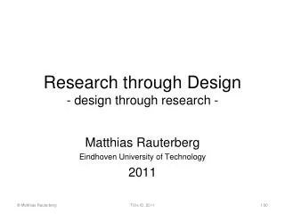 Research through Design - design through research -
