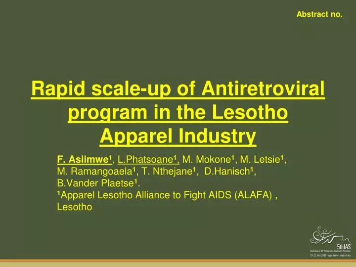 rapid scale up of antiretroviral program in the lesotho apparel industry