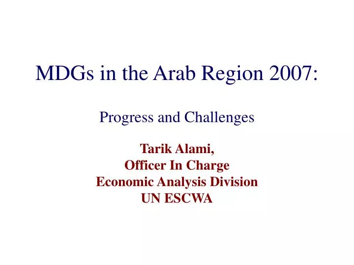mdgs in the arab region 2007