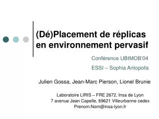 d placement de r plicas en environnement pervasif