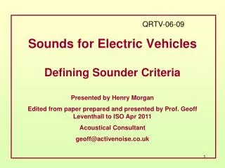 Sounds for Electric Vehicles