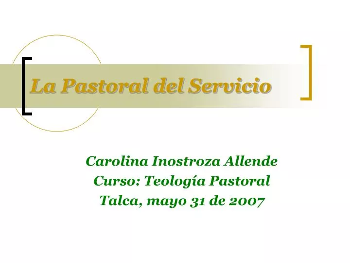 la pastoral del servicio