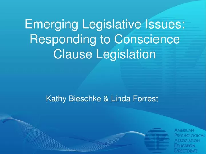 emerging legislative issues responding to conscience clause legislation