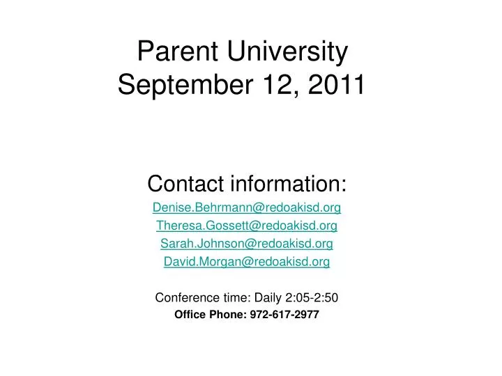 parent university september 12 2011