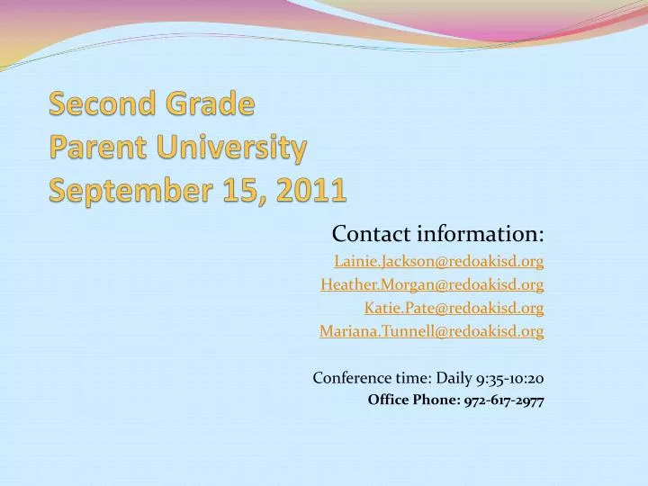 second grade parent university september 15 2011