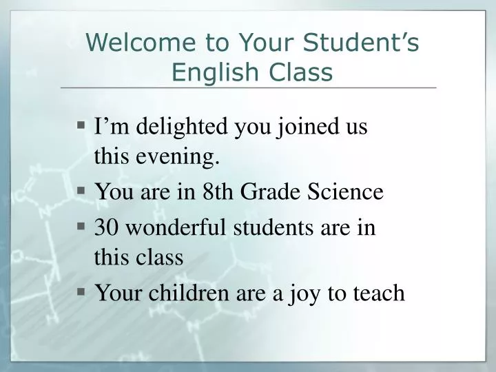 welcome to your student s english class