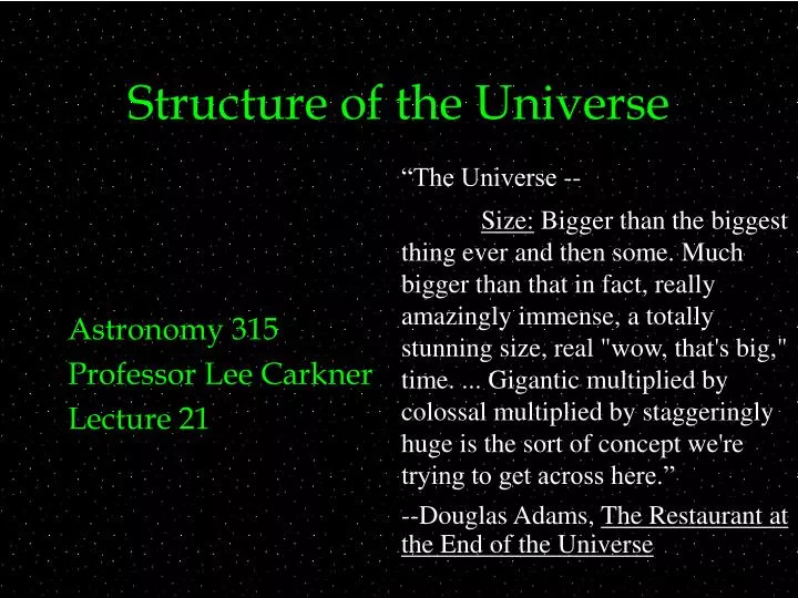 structure of the universe