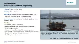 Aker Solutions Interoperability in Plant Engineering