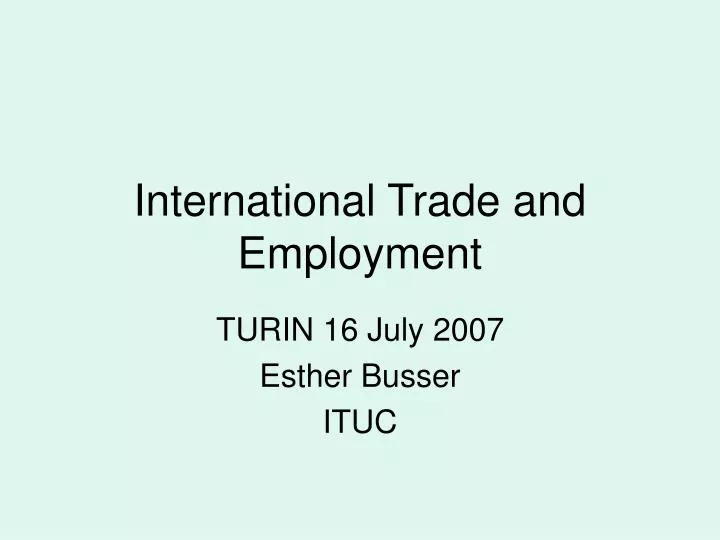 international trade and employment