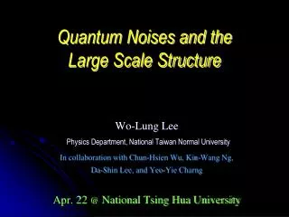 Quantum Noises and the Large Scale Structure