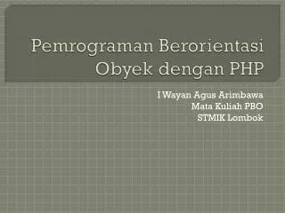 pemrograman berorientasi obyek dengan php