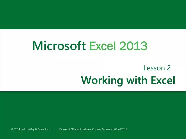 working with excel