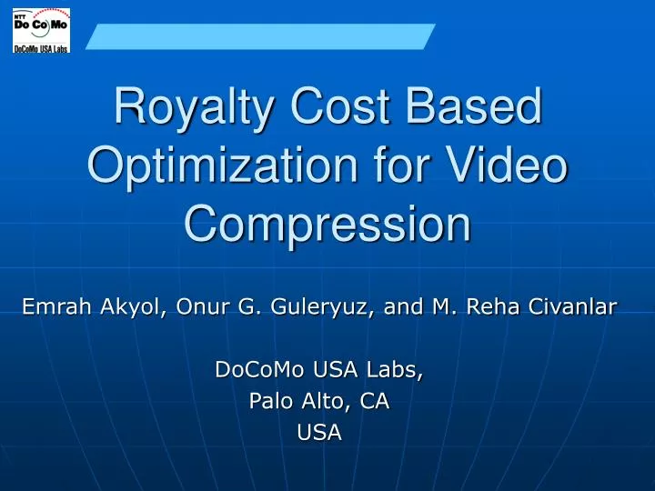 royalty cost based optimization for video compression