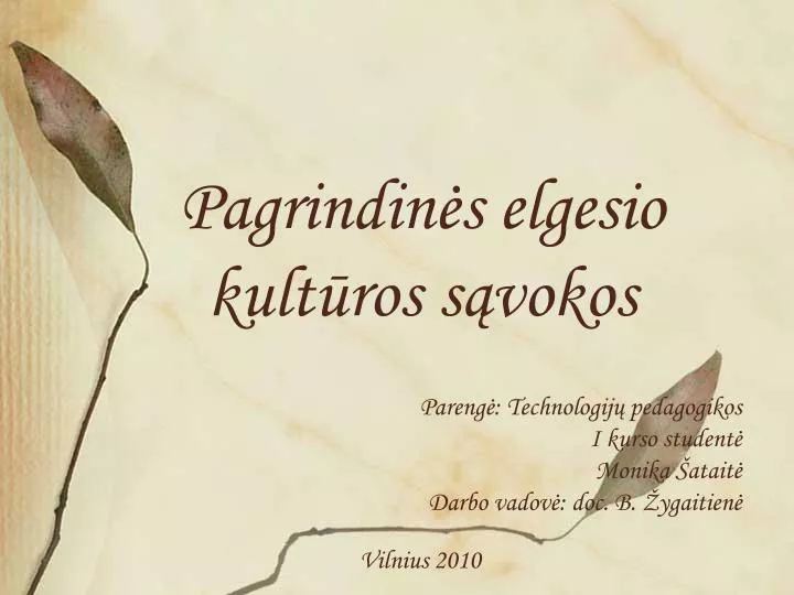 pagrindin s elgesio kult ros s vokos