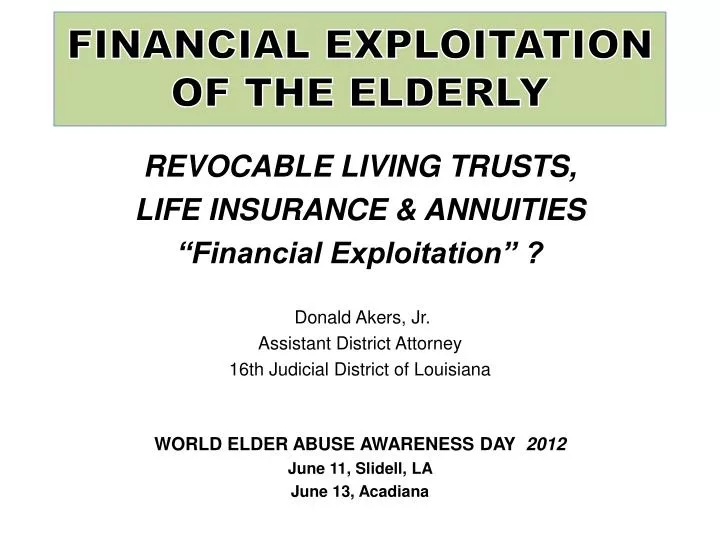financial exploitation of the elderly
