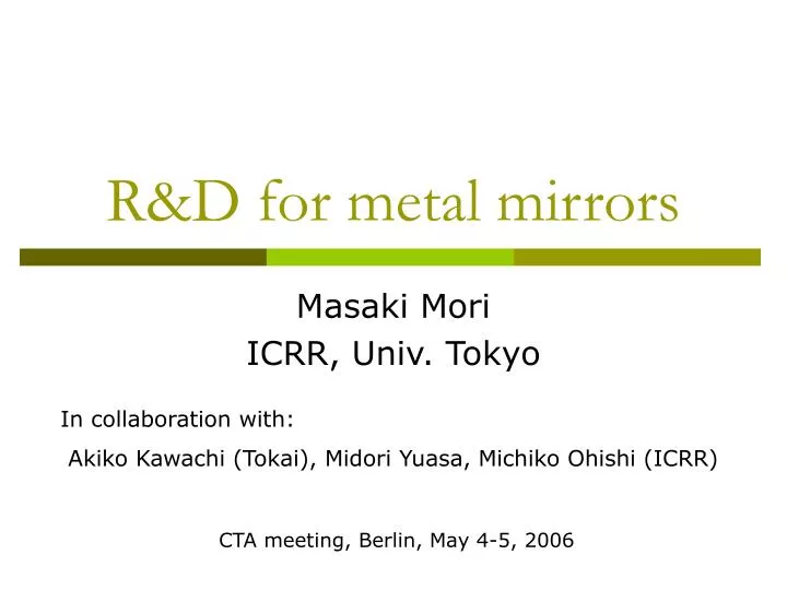 r d for metal mirrors