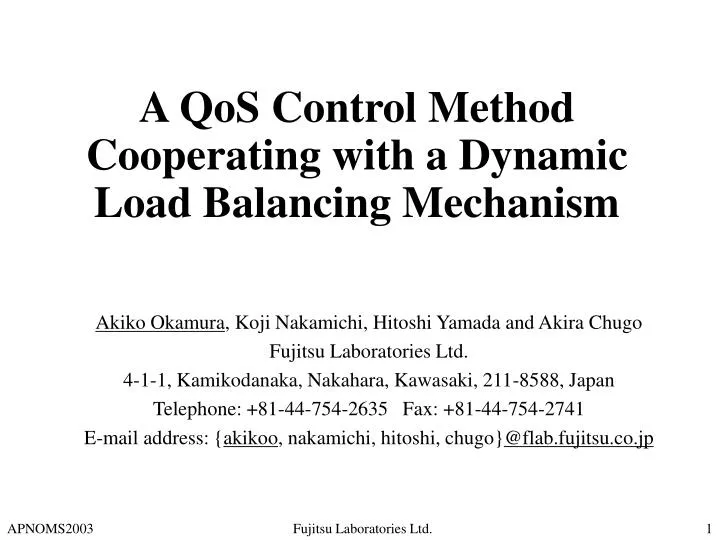 a qos control method cooperating with a dynamic load balancing mechanism
