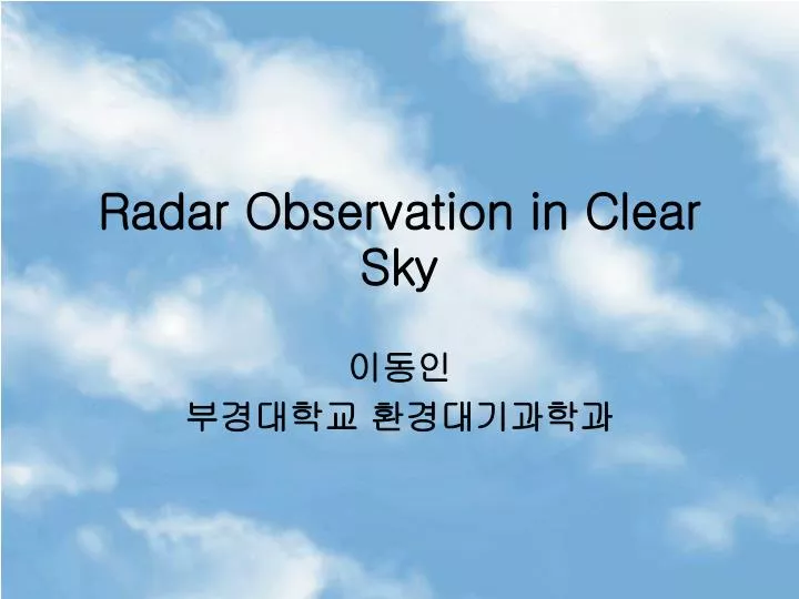radar observation in clear sky