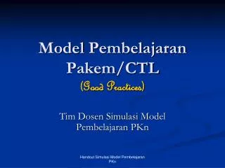 model pembelajaran pakem ctl good practices