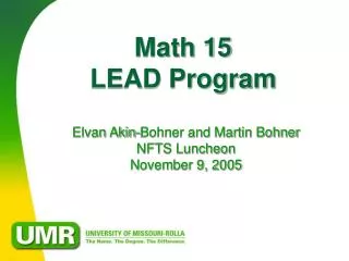 Math 15 LEAD Program