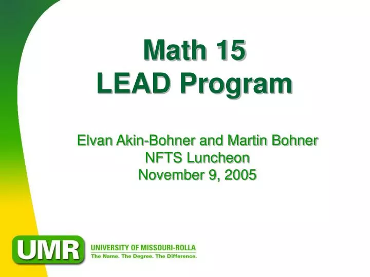 math 15 lead program