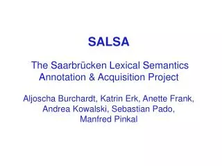 Semantic Annotation in SALSA