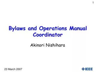 Bylaws and Operations Manual Coordinator