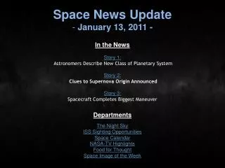 Space News Update January 13, 2011 -