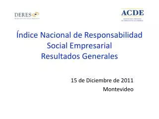 Índice Nacional de Responsabilidad Social Empresarial Resultados Generales