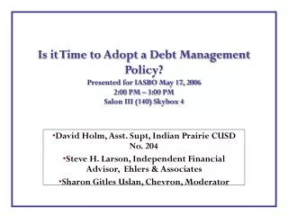 David Holm, Asst. Supt, Indian Prairie CUSD No. 204