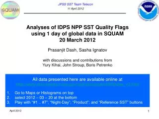 JPSS SST Team Telecon 11 April 2012