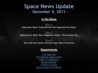 Space News Update - December 9, 2011 -