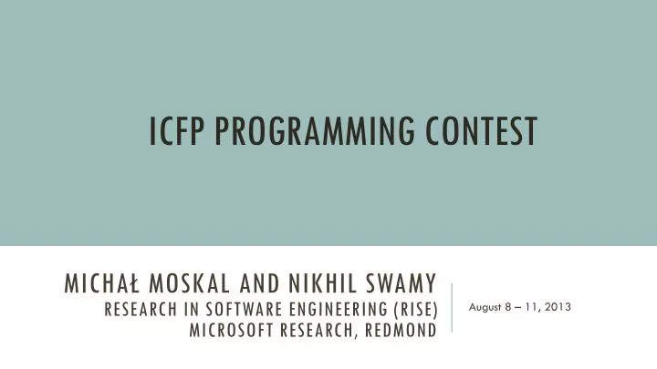 michal moskal and nikhil swamy research in software engineering rise microsoft research redmond