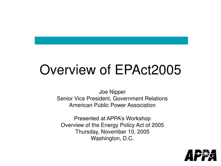 overview of epact2005