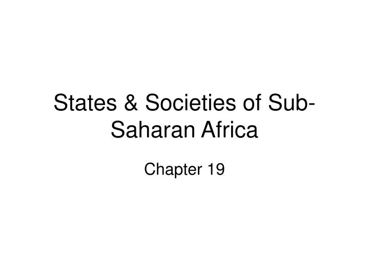 states societies of sub saharan africa