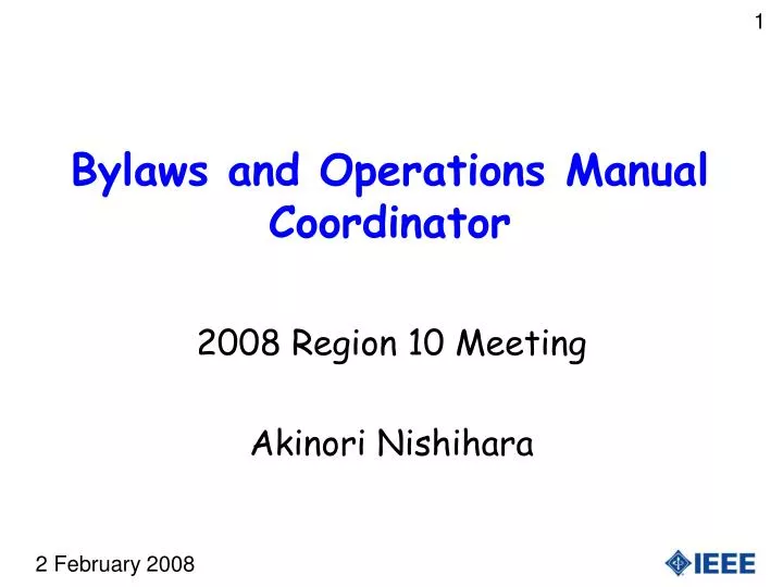 bylaws and operations manual coordinator