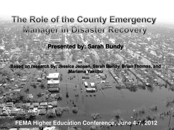 the role of county emergency managers in disaster recovery