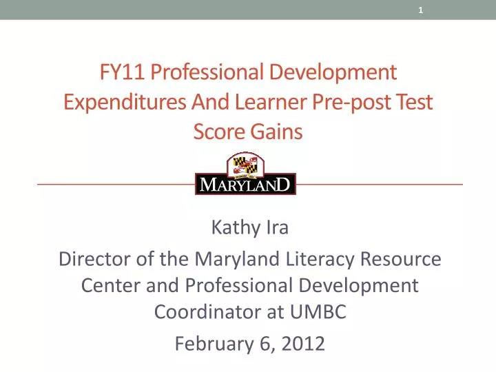 fy11 professional development expenditures and learner pre post test score gains