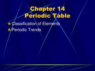 Chapter 14 Periodic Table