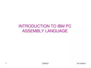 INTRODUCTION TO IBM PC ASSEMBLY LANGUAGE