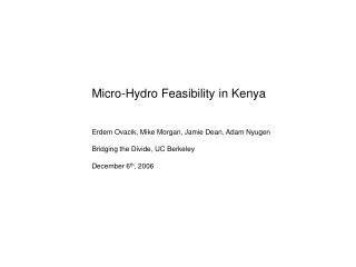Micro-Hydro Feasibility in Kenya